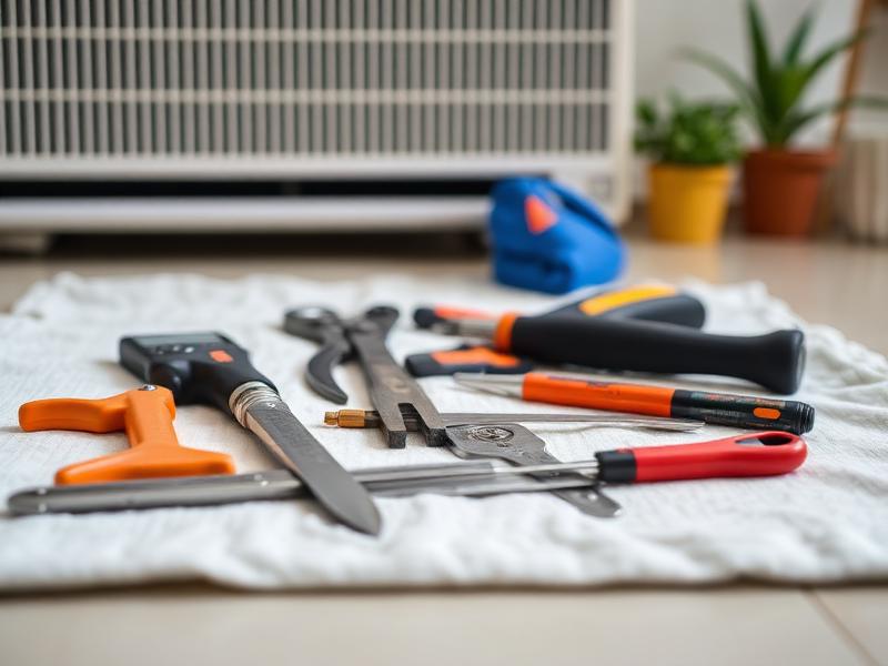 Professional AC technician tools neatly arranged for repair service in Surat